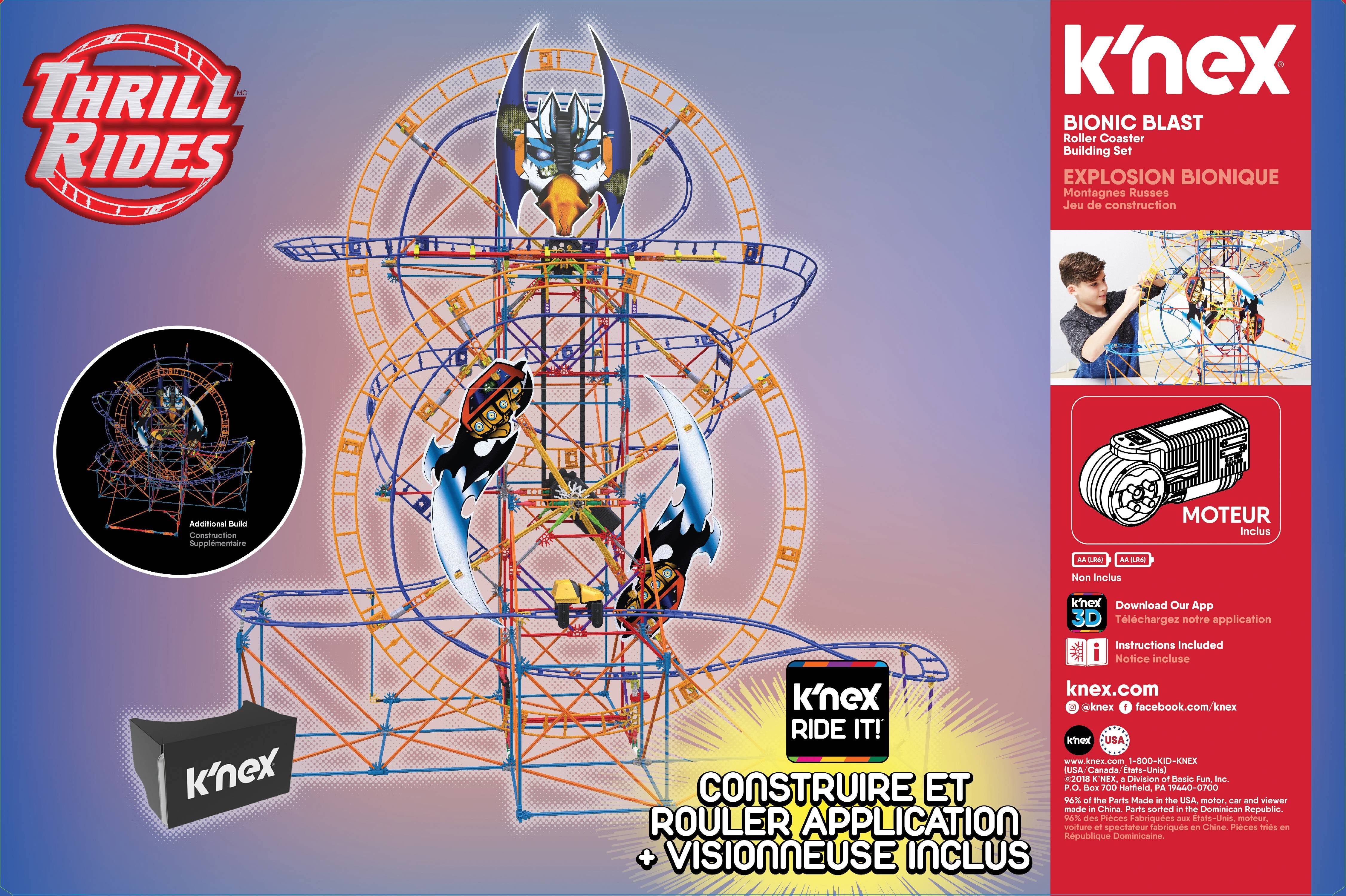 K Nex Thrill Rides Bionic Blast Roller Coaster 809 Piece Building Set Walmart Com Walmart Com
