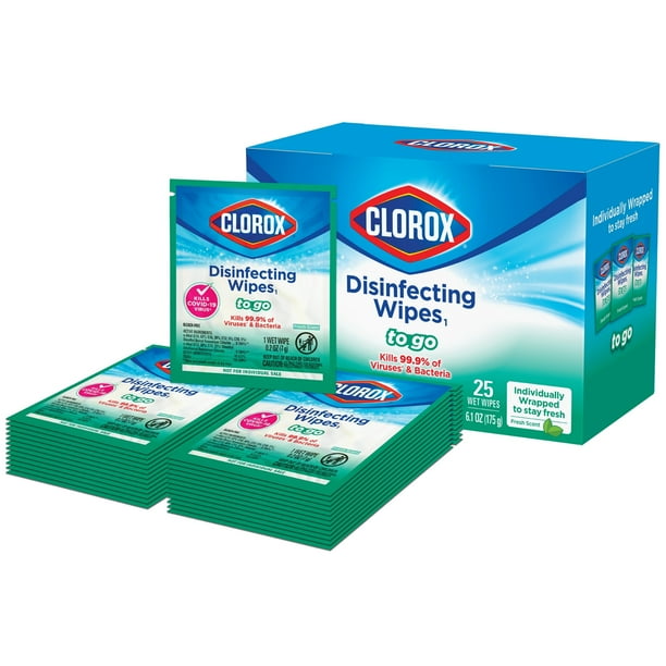 Clorox BleachFree Disinfecting Wipes to Go, Individually Wrapped, 25