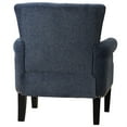 thumbnail image 5 of Living Room Accent Armchair with High Backrest and Rolled Arm, Modern Upholstered Chair with Rivet Trim and Rubber Wood Legs Suitable for Bedroom Apartment and Office, Navy, 5 of 7