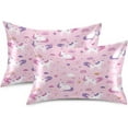 thumbnail image 2 of GZHJMY Rainbow Unicorn Satin Pillowcase for Hair and Skin, Soft and Cozy Cooling Smooth Pillow Cover with Envelop Closure, Queen Size 20x30in Home Decor, 2 of 7