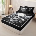 thumbnail image 2 of Homewish Gothic Halloween Skull Zipper Full Size Comforter Sets with Fitted Sheet and 2 Pillowcases,3D Skeleton Pattern Zipper Bedding Set,Black White,Black Reversible,4pcs, 2 of 7