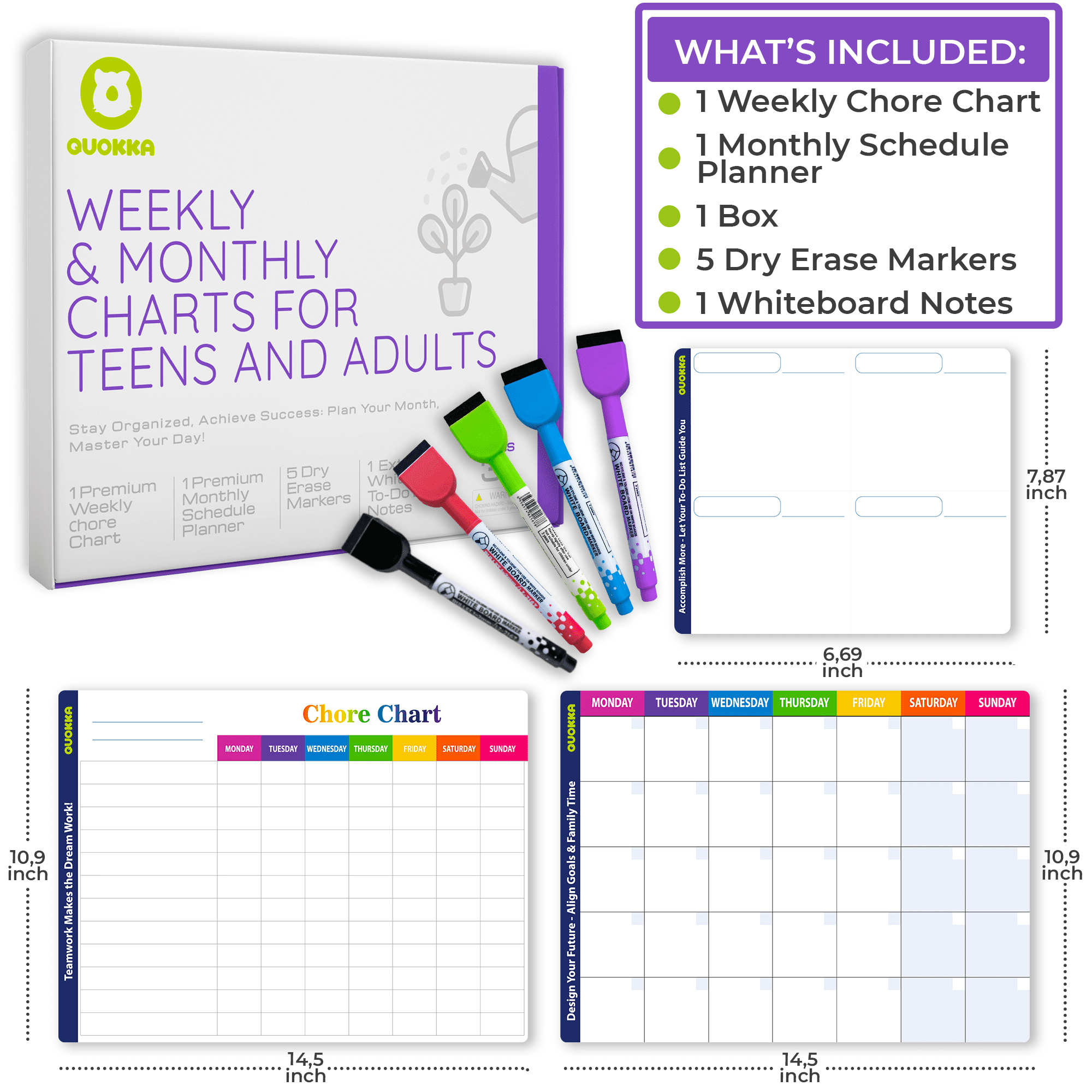 Quokka Magnetic Chore Chart for Family Schedule and Daily Routine