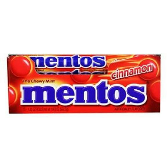 Mentos Chewy Mint Candy Roll, Cinnamon, Valentines Candy, 1.32 ounce/14 Pieces (Pack of 15)