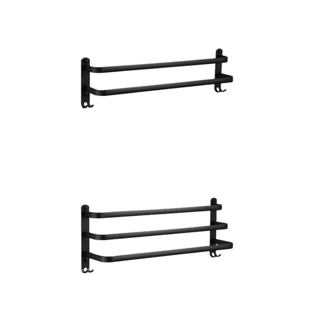 2 toalleros aleación de aluminio, colgador de cochera para puerta de armario de , negro