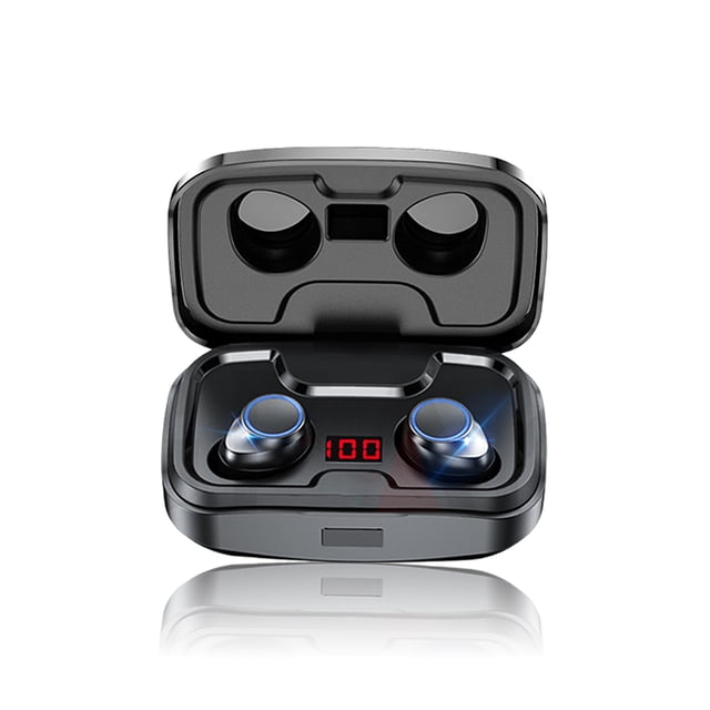 Auriculares V5.0 compatibles con Bluetooth en la oreja Auriculares inalámbricos impermeables a prueba de sudor Auriculares portátiles 9D con estuche de carga Azul 1 par seitruly EL005378-03B