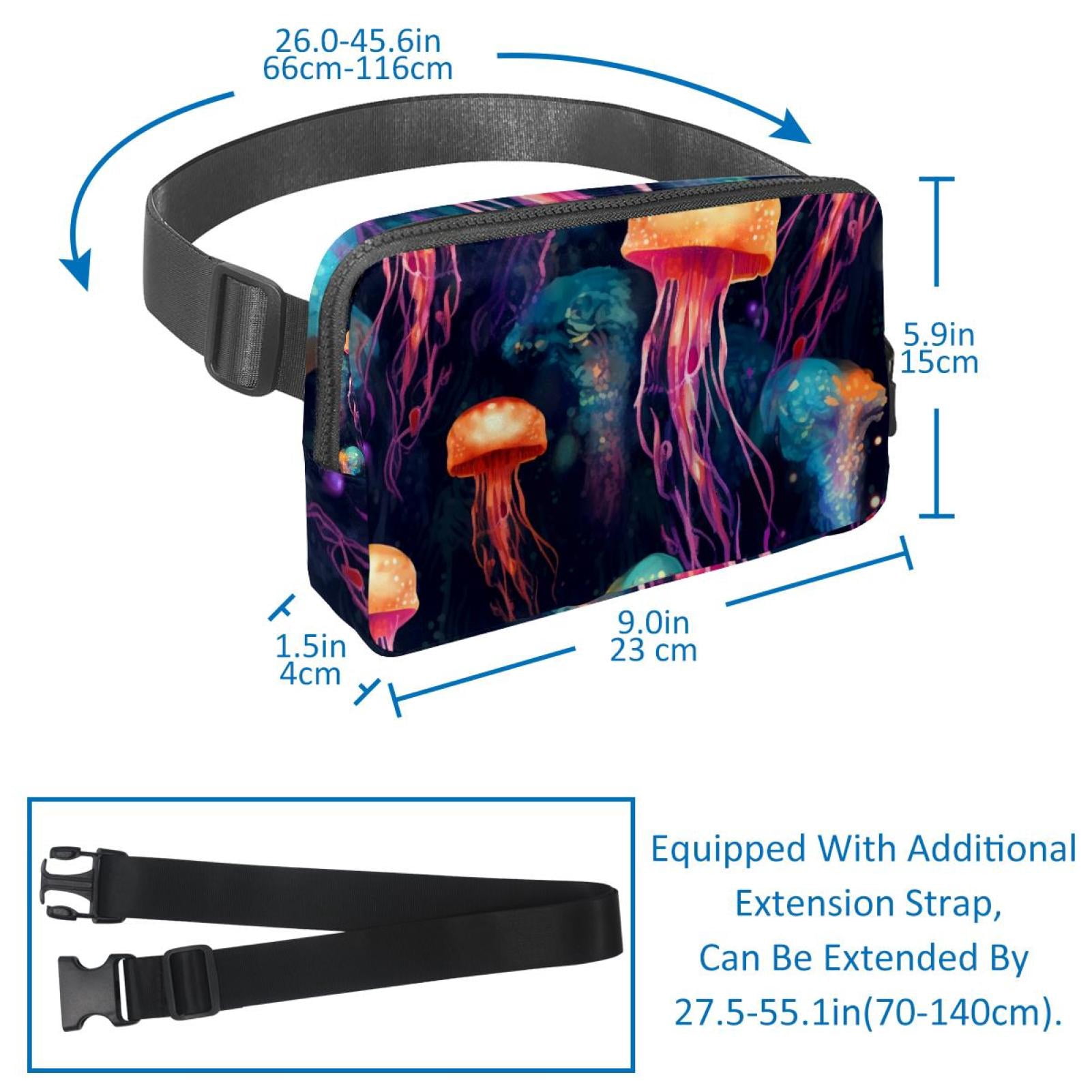Jellyfish Lightweight Adjustable Crossbody Bag Fanny Pack Running Belt Extension Strap Unisex