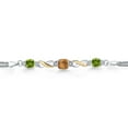 thumbnail image 2 of Gem Stone King 925 Silver and 10K Yellow Gold Brown Tiger Eye and Green Peridot and White Lab Grown Diamond Bracelet for Women (2.29 Cttw, Gemstone, Cushion 6MM, 7 inches, Made in Italy), 2 of 4