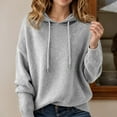 thumbnail image 2 of Sweater Hoodie for Women 2026 Long Sleeve Fashion Knit Plain Hooded Sweatshirt Pullover Top, 2 of 4