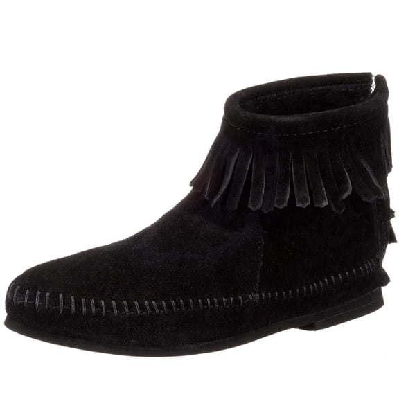 Minnetonka Women's Back Zipper Bootie, Black, 6.5 M US
