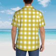 thumbnail image 4 of Honeii Yellow Checkboard Print Men’s Hawaiian Shirt,Classic Button-Down Short Sleeve Shirt, for Beach, Vacation, and Outdoor Activities,Small, 4 of 7
