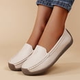 thumbnail image 4 of Rokment Women's Protective Toe Walking Shoes Comfortable Leather Slip on Flat Loafers Orthotic Non Slip Work Fashion Sneakers Beige Size 6.5, 4 of 8