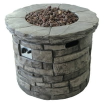 GDF Studio Lafitte Outdoor 40,000 BTU Lightweight Concrete Circular Fire Pit, Gray