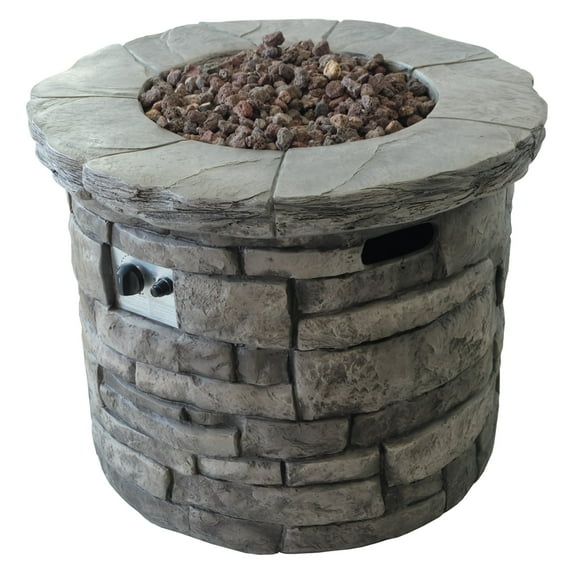 GDF Studio Lafitte Outdoor 40,000 BTU Lightweight Concrete Circular Fire Pit, Gray