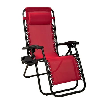 Elevon Adjustable Outdoor Zero Gravity Deck Recliner Lounge Chair, Burgundy
