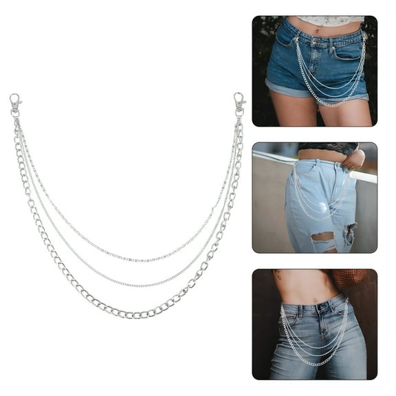 DESIGNICE 2 Pcs Steampunk Metal Trouser Chain Pants Chains 55x12cm Silver