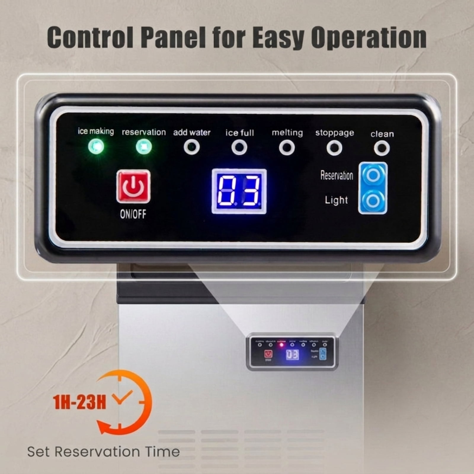 RUIE Nugget Ice Maker Machine 90 lbs/24H, Commercial Countertop Chewable Pellet Ice Machine with Self-Cleaning for Home Bar Kitchen Office