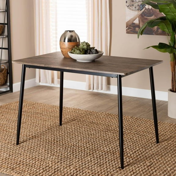 Baxton Studio Dalair Industrial Dining Table, Dark Brown