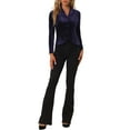 thumbnail image 2 of INSPIRE CHIC Blazer en Velours à Manches Longues avec Col Cranté pour Femmes P Violet Foncé, 2 of 6