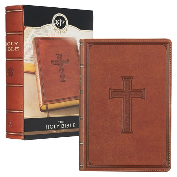 KJV Holy Bible, Giant Print Standard Size Faux Leather Red Letter Edition - Ribbon Marker, King James Version, Brown