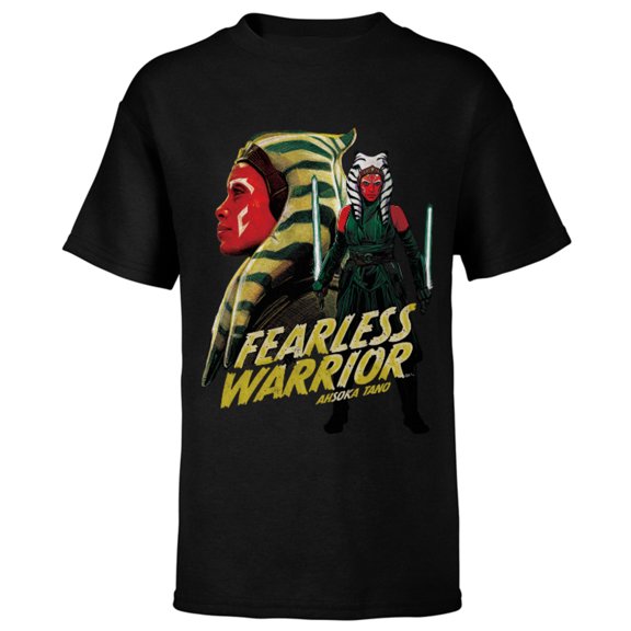 Star Wars Ahsoka Tano Fearless Female Warrior - Short Sleeve T-Shirt for Kids - Customized-Black