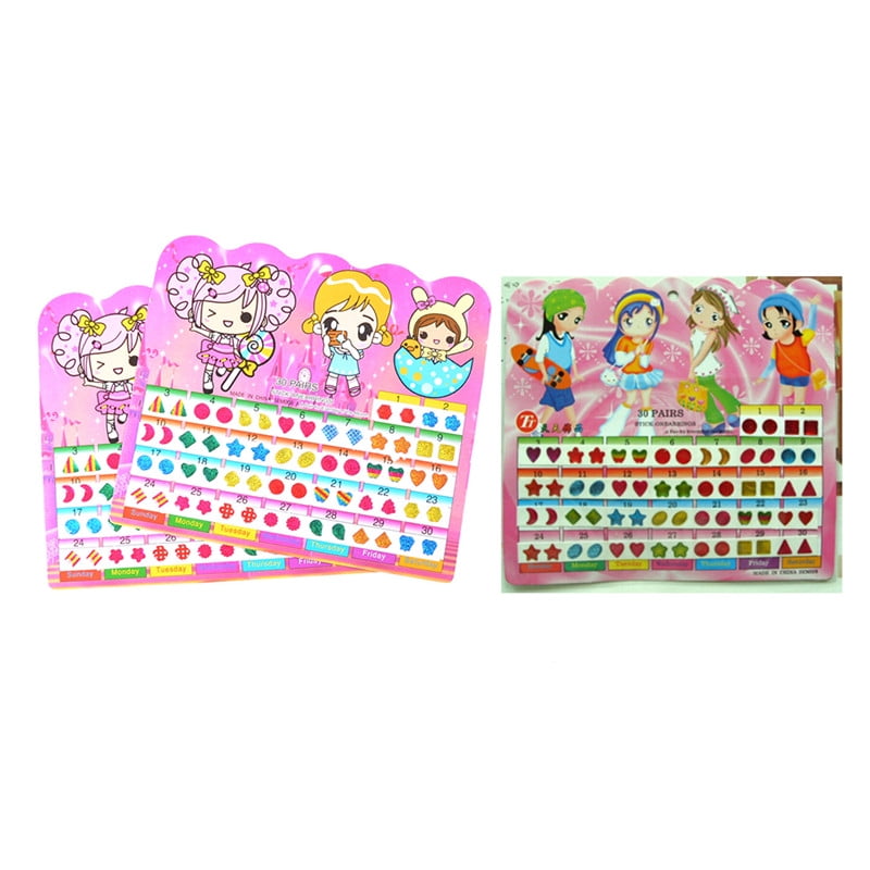 1Sheet Colorful Kid Crystal Stick Earring Sticker Kids Jewellery Party Toy JC