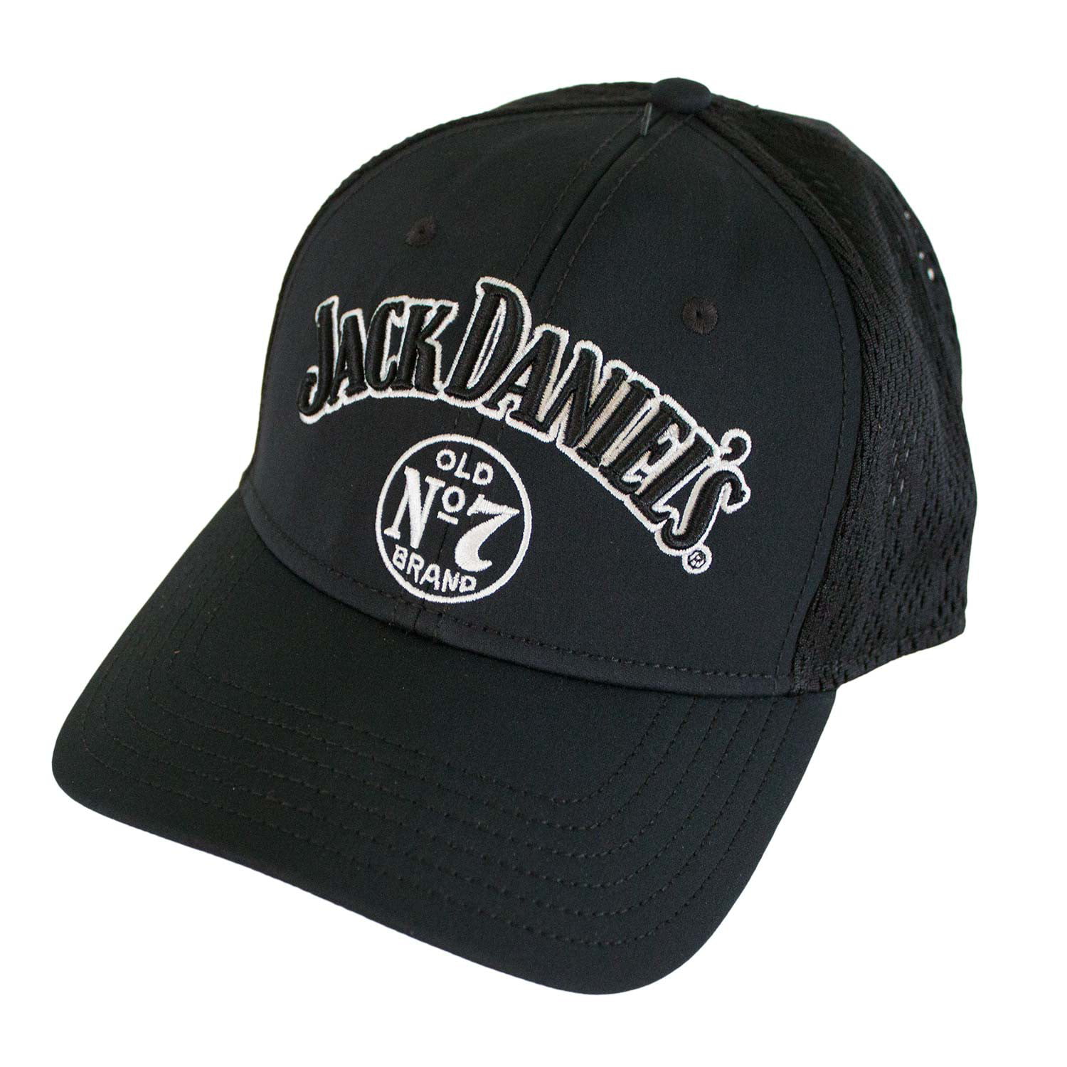 Jack Daniels Men's Performance Baseball Cap Hat Poly/Spandex Black/Gray JD77-114 