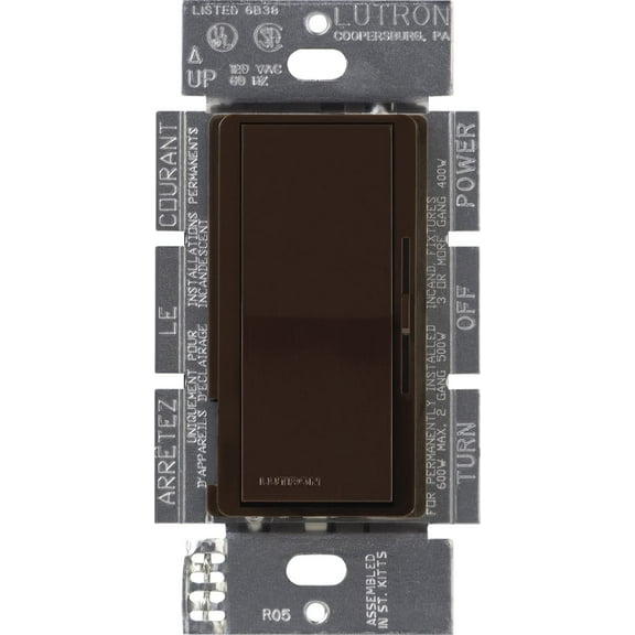 Lutron DVELV-300P-BR Diva 300-Watt Single Pole Electronic Low-Voltage Dimmer, Brown