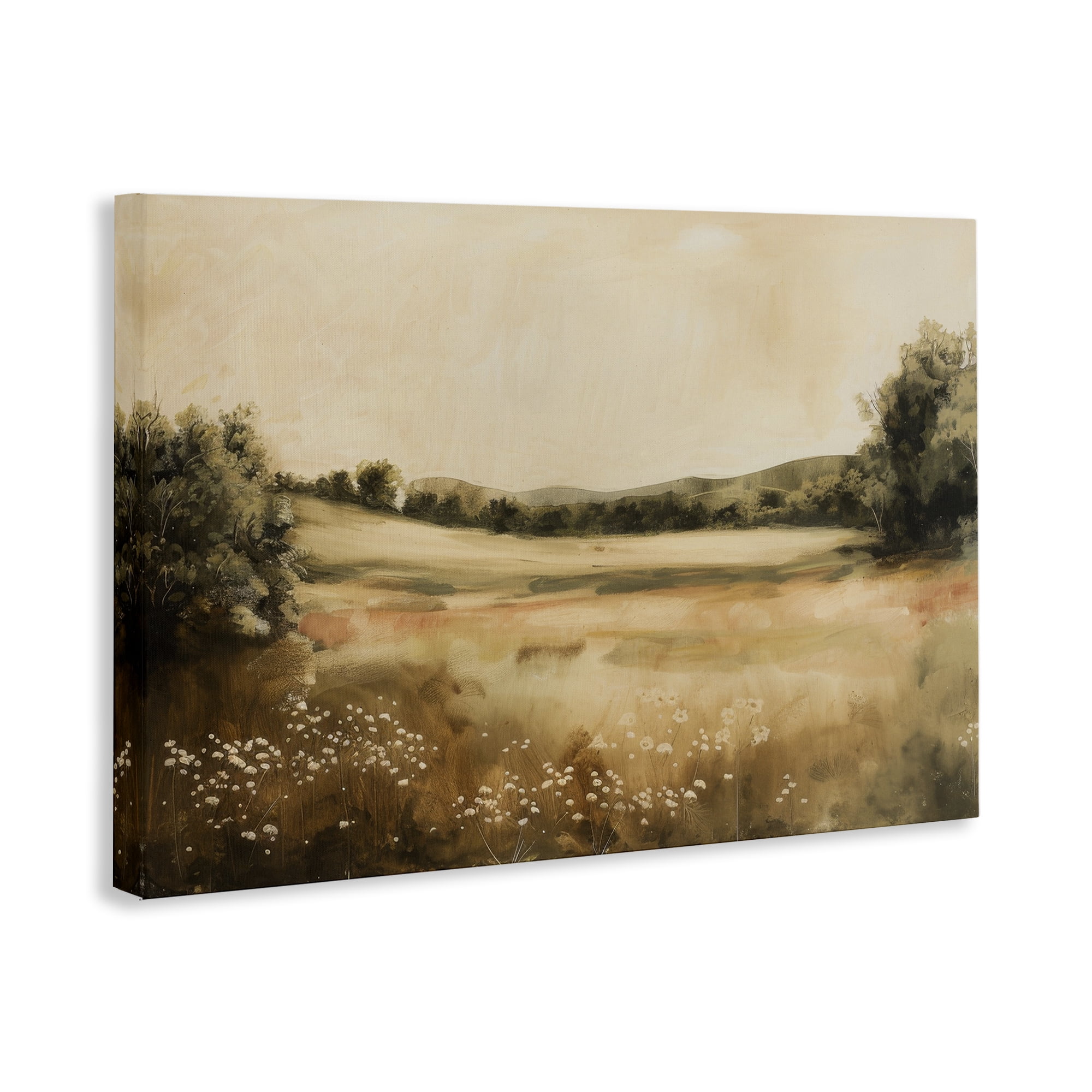 Stupell Industries Neutral Meadow Landscape Landscape & Nature Painting Wrapped Canvas Art Print Wall Art, 36 x 24
