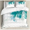 thumbnail image 3 of Abstract Twin Size Duvet Cover Set, Big Single Beautiful Abstract Blue Shades Ombre Flowers Artwork, Decorative 2 Piece Bedding Set with 1 Pillow Sham, White Pale Blue and Blue, by Ambesonne, 3 of 3