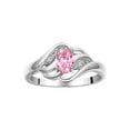 thumbnail image 1 of RYLOS Rings for Women Sterling Silver Ring Classic Style Birthstone Ring 6X4MM Gemstone &  Diamonds October Pink Ice Jewelry for Women Size 8, 1 of 7