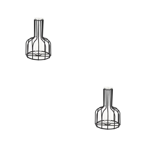Naiovety Florero, adornos para la habitación del hogar, diseño de escena de escritorio, soporte de vidrio para plantas, contenedor Negro 2piezas