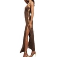 thumbnail image 4 of Txlixc Mujeres Sexy High Slit Halter Maxi Dress Sin mangas con cuello en V Tie Backless Vestido largo de noche Vestidos de cóctel elegantes Txlixc Estilo de ocio, 4 of 9