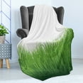 thumbnail image 4 of Grass Soft Flannel Fleece Throw Blanket, Agriculture Gardening Themed House Lawn Illustration Spring Foliage Pattern, Cozy Plush for Indoor and Outdoor Use, 70" x 90", Green and White, by Ambesonne, 4 of 5