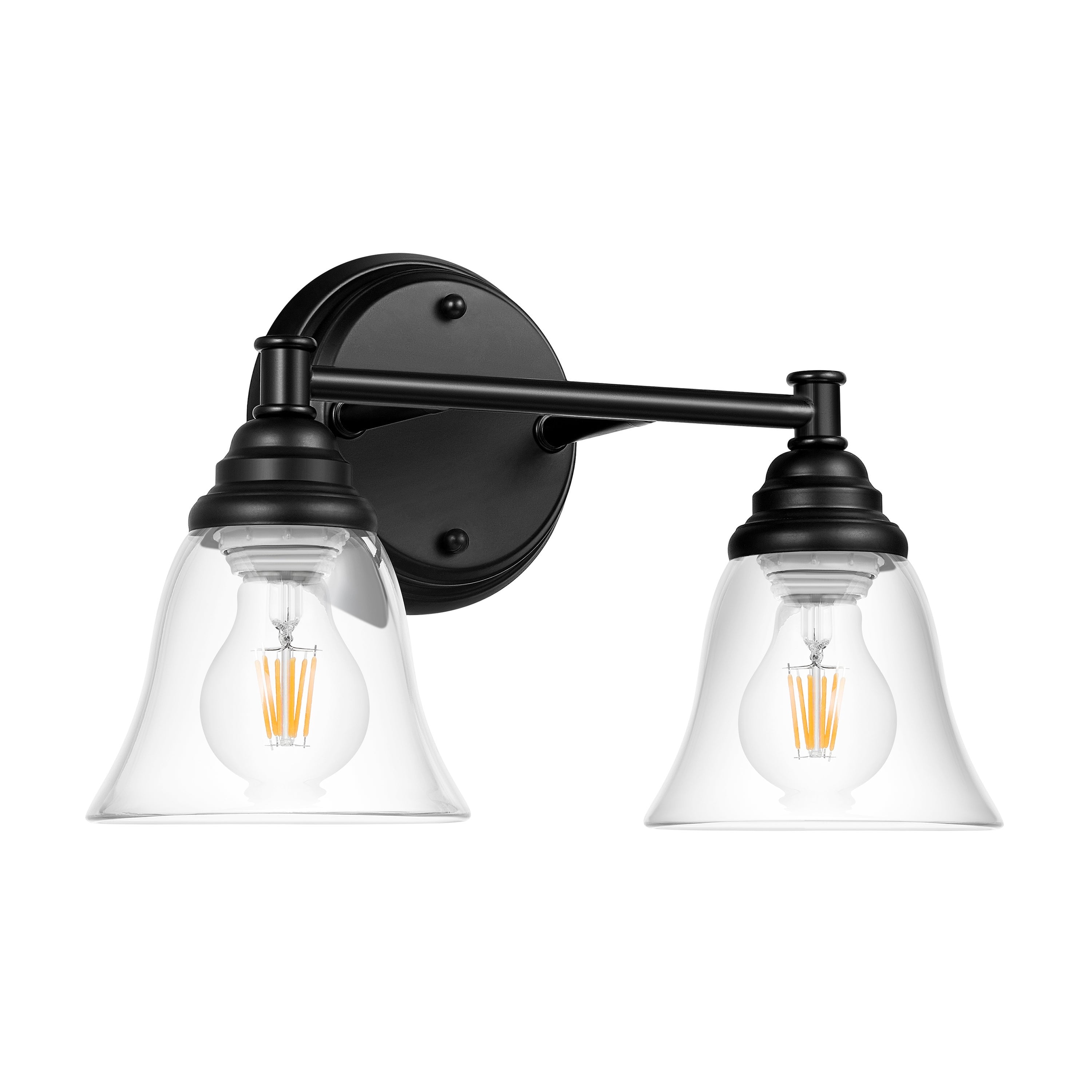 2Light Farmhouse Bathroom Vanity Wall Lights Black
