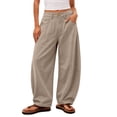 thumbnail image 2 of SwiftWear Barrel Pantss for Women Trendy High Waisted Cotton Wide Leg Baggy Trouser with Pockets, 2 of 8