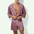 thumbnail image 3 of WMTBSRSW Men's Kimono Robes with Belted Lightweight 3/4 Sleeve Short Bathrobe Summer Sleepwear Nightgown Pajamas, 3 of 5