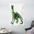 thumbnail image 1 of Kids Decor Tapestry, Ugly but Cute Dragon Standing and Looking Miniature Dino Like Image Print, Wall Hanging for Bedroom Living Room Dorm Decor, 40W X 60L Inches, Green and White, by Ambesonne, 1 of 2