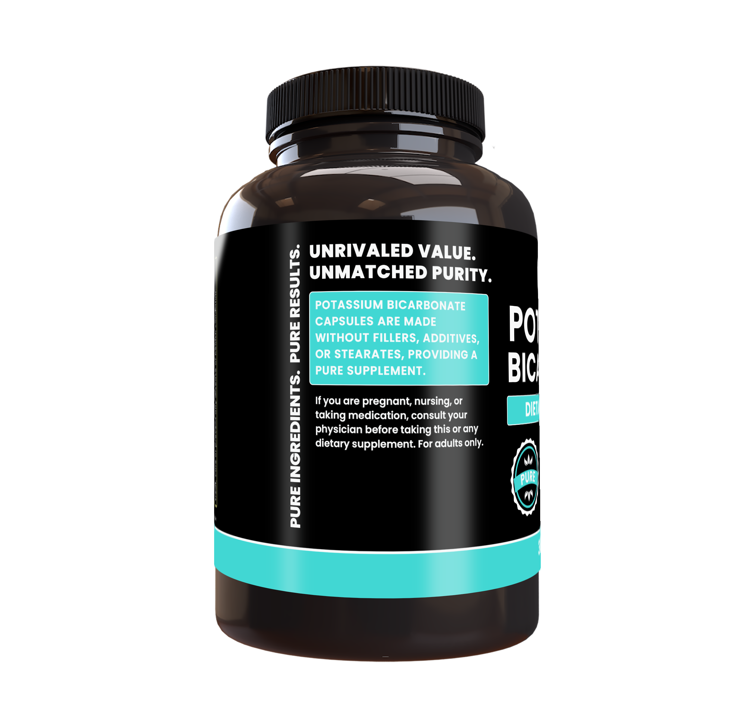 Pure Original Ingredients Potassium Bicarbonate 365 Capsules No Magnesium Or Rice Fillers, Always Pure, Lab Verified