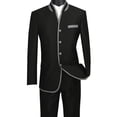 thumbnail image 2 of Slim Fit Mandarin Banded Collar Nehru Trimmed Suit w/1 Pair Socks - Black 34S, 2 of 3