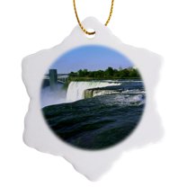 3drose, Niagara Falls Sees Between 46 Millions Cubic Ft of Water Per Minute over Its Crest at 188 Ft High, 3 inch Snowflake Porcelain Ornament