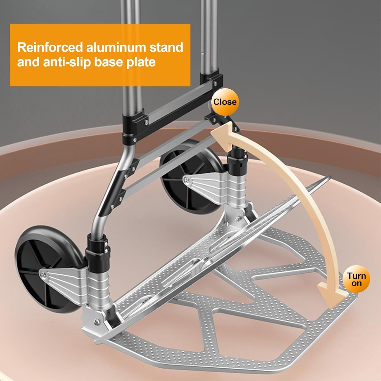 Portable Dolly Cart, 352 lbs Capacity Heavy Duty Aluminum Folding Hand Truck with Silent Large Rubber Wheels for Home Office Moving Warehouse