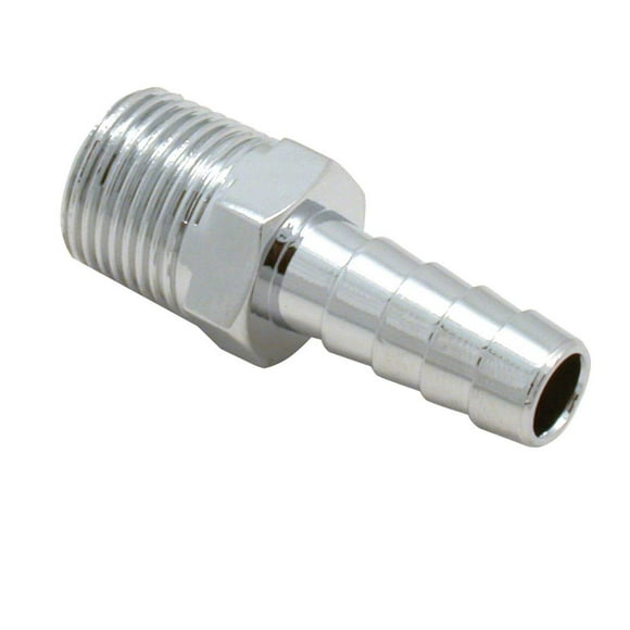 Spectre Raccord d'Extrémité de Tuyau Industries 5945 pour Tuyau de Carburant Ou d'Aspiration de 3/8 Pouce; 3/8 Pouce NPT à 3/8 Pouce Barb; Droit; Triple Chromé; Argent; Simple