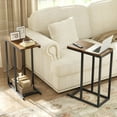 thumbnail image 2 of Gymax C-shaped End Table Modern Sofa Side Table w/ Adjustable Foot Pads Rustic Brown & Black, 2 of 9