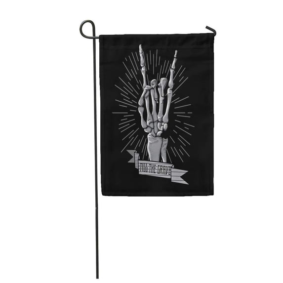 LADDKE Band Rock Roll Skeleton Hand Music Hard Hipster Symbol Rocker Garden Flag Decorative Flag House Banner 12x18 inch