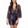 thumbnail image 2 of New European and American sexy lingerie women's sexy temptation lace kimono nightgown babydoll underwear mesh pajamas green S, 2 of 5