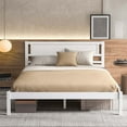 thumbnail image 5 of Costway Queen Wooden Platform Bed with 12 Slats Headboard & Under Bed Storage White, 5 of 10