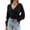 Black, variant on Women Wrap V Neck Knit Sweater Long Lantern Sleeve Tie Waist Cropped Pullover Slim Fit Casual Elegant Knit Top