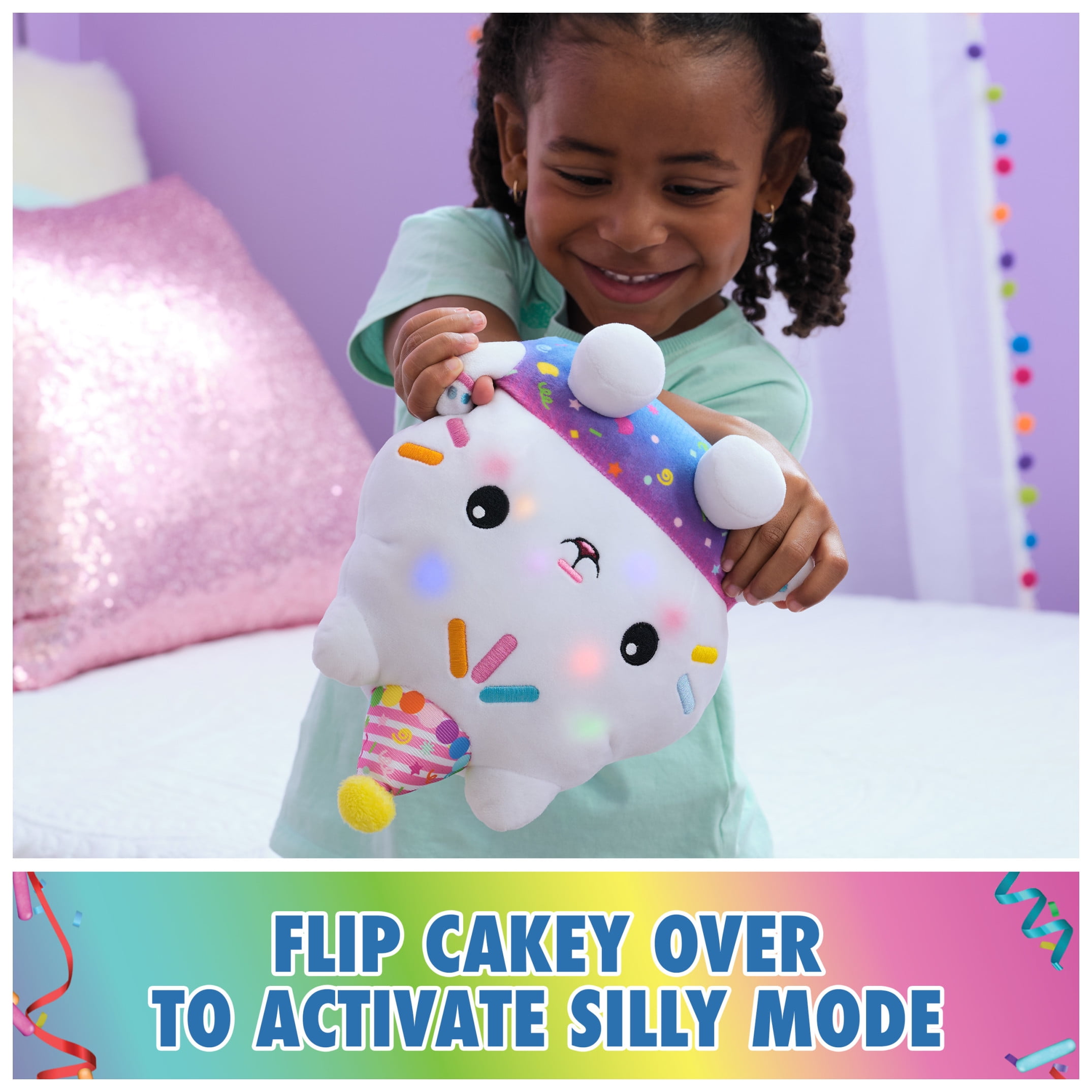 Gabby’s Dollhouse Celebrations, Sprinkle Party Cakey Cat 10-Inch Interactive Plush Toy