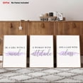 thumbnail image 3 of 3pcs Frameless Decorative Art, 2D Flat Canvas Print, Purple Bedroom Décor with Female Quotes and Sayings Set of 3 Wall Paintings for Home Living Room, 2D Flat  Perfect for Room Decor, Wall Art, Canv, 3 of 4