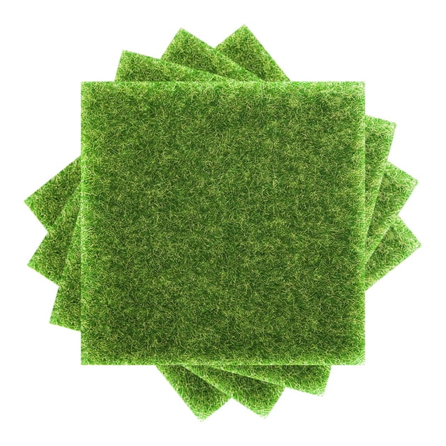 8pcs Mini Césped Artificial Césped 15 * 15 cm, Césped Artificial Sintético Miniatura Felpudo Faux Grass para Micro Paisaje Casa de Muñecas Decoración Botella
